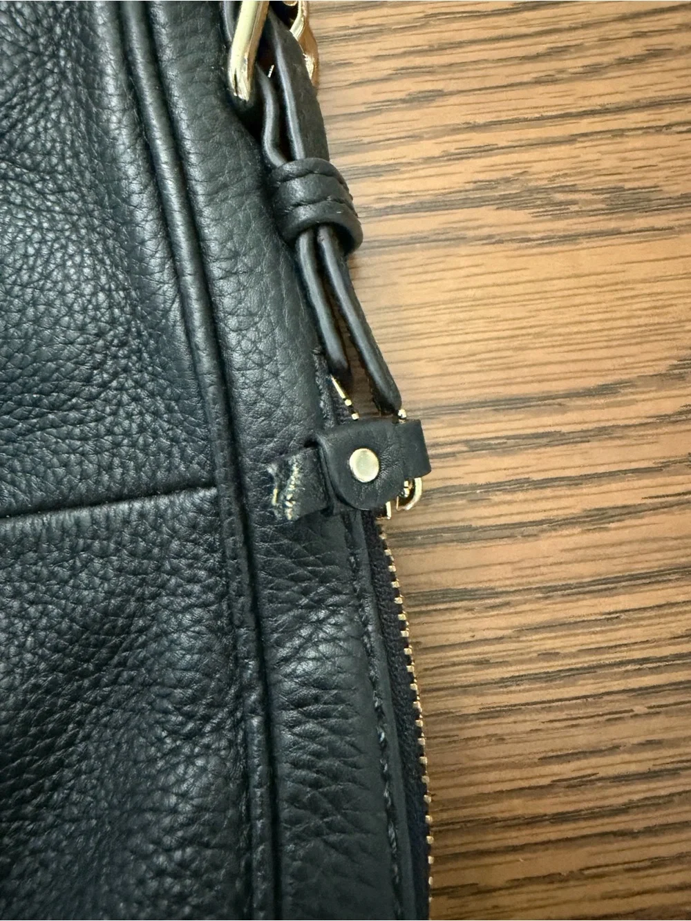 kate spade Black Pebbled Leather Shoulder Bag with Gold Hardware